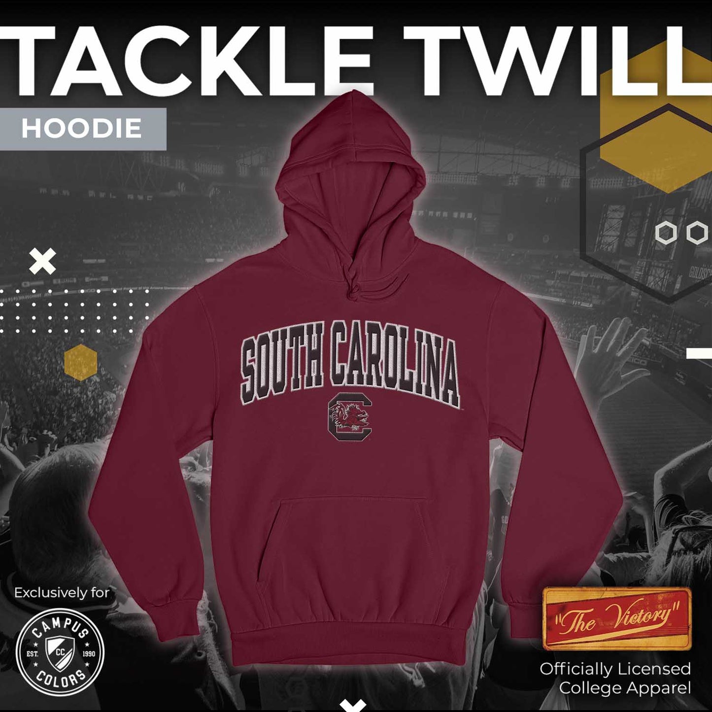 South Carolina Gamecocks NCAA Adult Tackle Twill Hooded Sweatshirt - Maroon