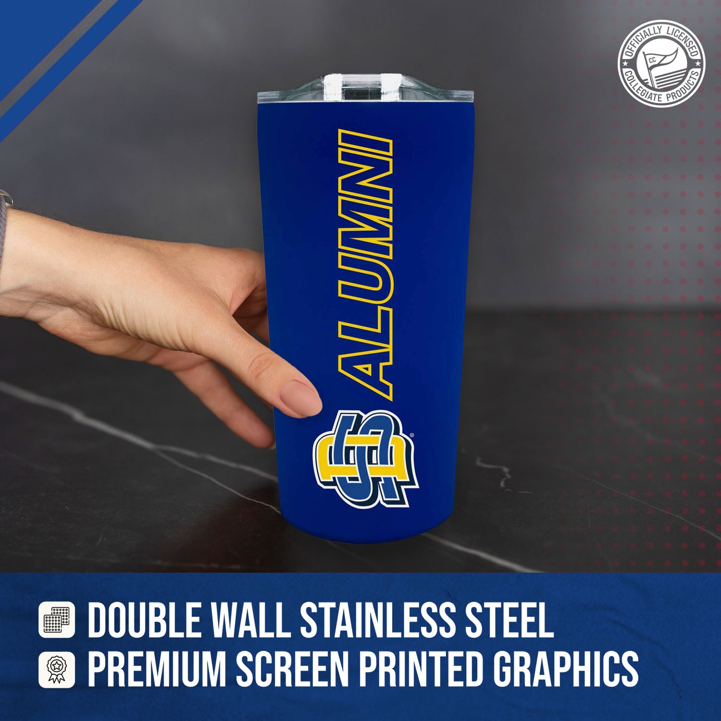 South Dakota State Jackrabbits Collegiate Stainless Steel Travel Tumbler for Alumni - Royal
