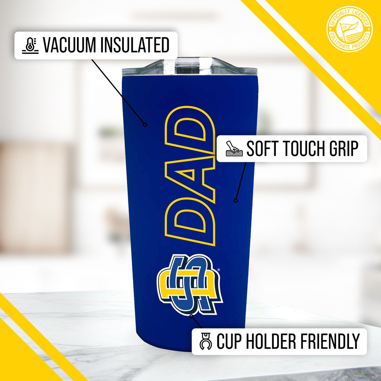 South Dakota State Jackrabbits NCAA Stainless Steel Travel Tumbler for Dad - Royal