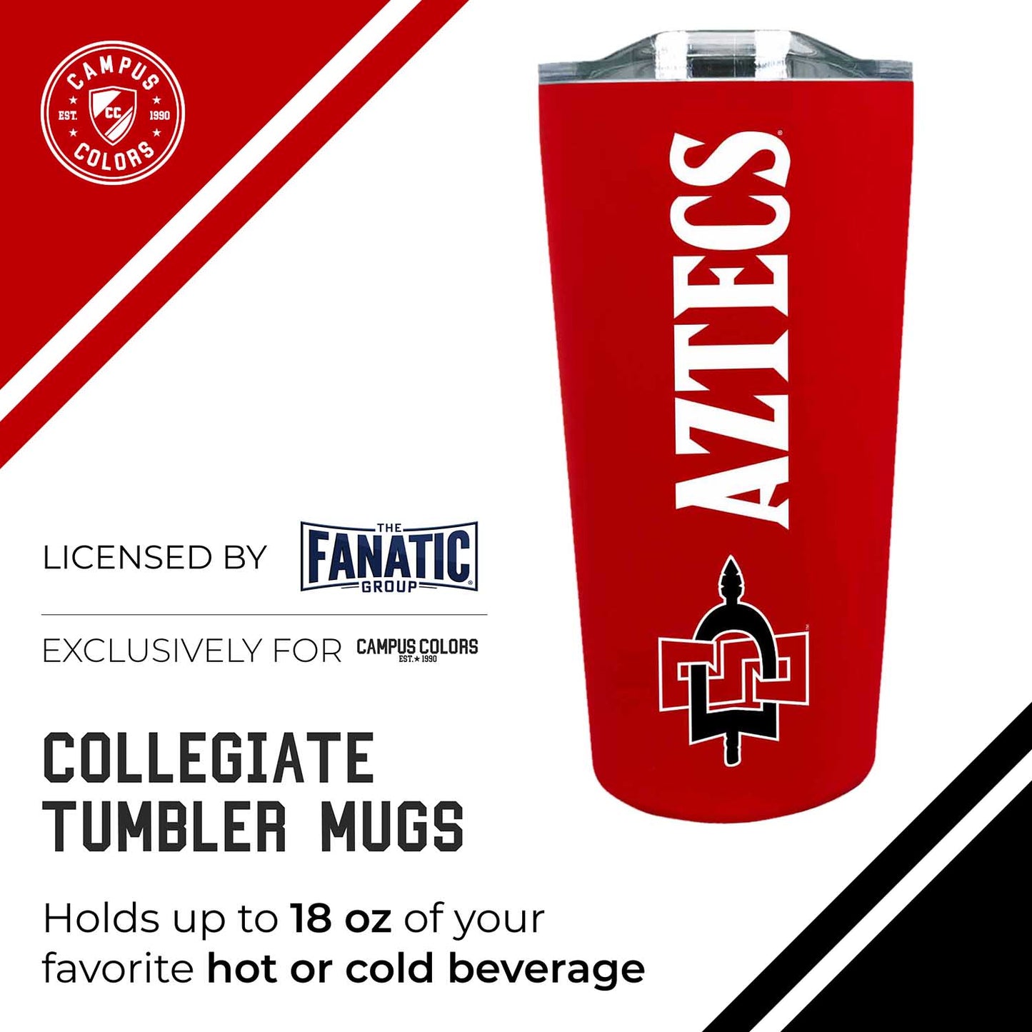 San Diego State Aztecs Campus Colors  NCAA Tumbler - Red