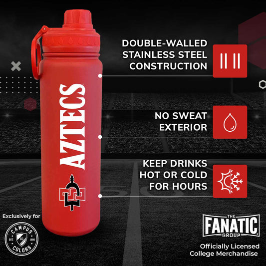 San Diego State Aztecs  Stainless Steel Water Bottle 24 oz Insulated - Red