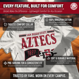 San Diego State Aztecs NCAA Adult Unisex Varsity Club Pennant T-Shirt Tag-Less - Off White