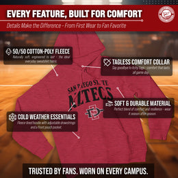 San Diego State Aztecs NCAA Adult Unisex Starting Fresh Heathered Hooded Fleece Sweatshirt - Red Heather