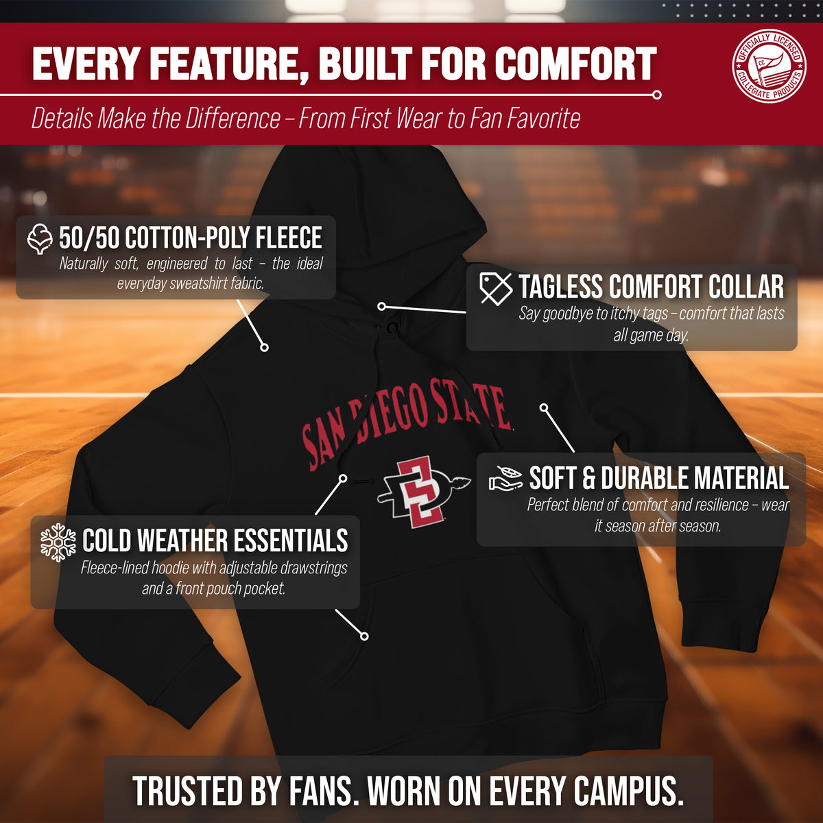 SDSU Arch & Logo Gameday Hoodie - Black