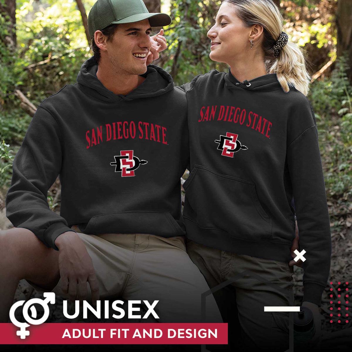 San Diego State Aztecs Adult Arch & Logo Soft Style Gameday Hooded Sweatshirt - Black