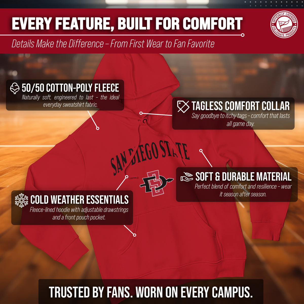 SDSU Arch & Logo Gameday Hoodie - Red