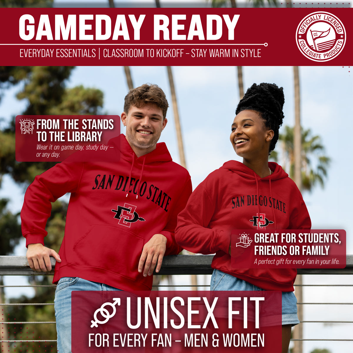 SDSU Arch & Logo Gameday Hoodie - Red