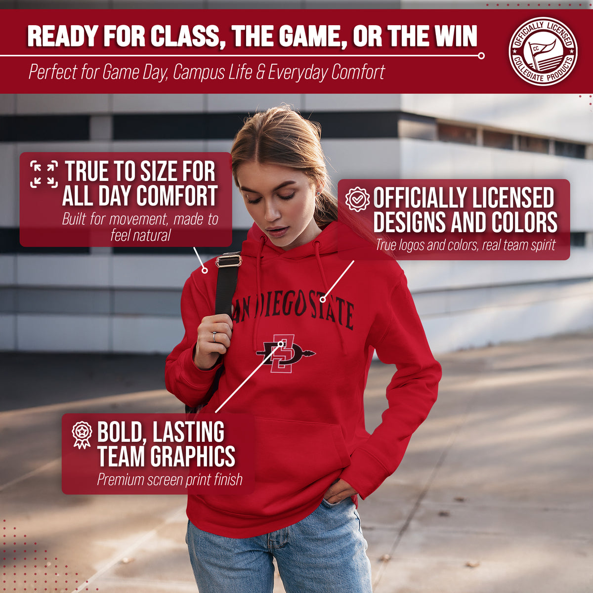 SDSU Arch & Logo Gameday Hoodie - Red