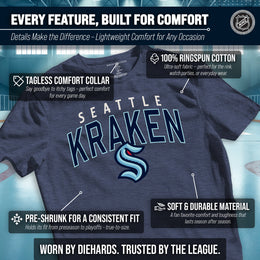 Seattle Kraken NHL Adult Powerplay Heathered Unisex T-Shirt - Navy