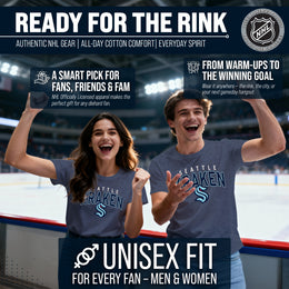 Seattle Kraken NHL Adult Powerplay Heathered Unisex T-Shirt - Navy