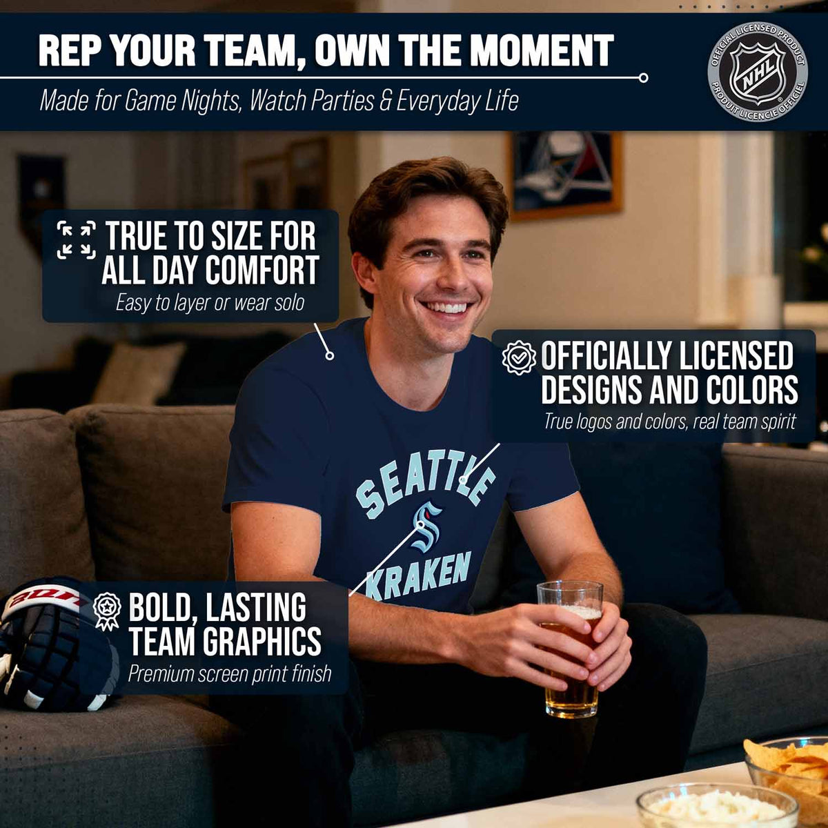 Seattle Kraken NHL Gameday T-Shirt - Navy