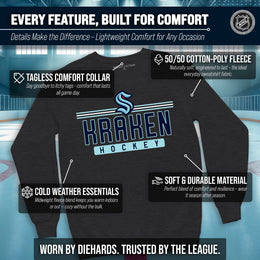 Seattle Kraken NHL Charcoal True Fan Crewneck Sweatshirt - Charcoal