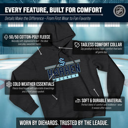 Seattle Kraken NHL Adult Heather Charcoal True Fan Hooded Sweatshirt Unisex - Charcoal