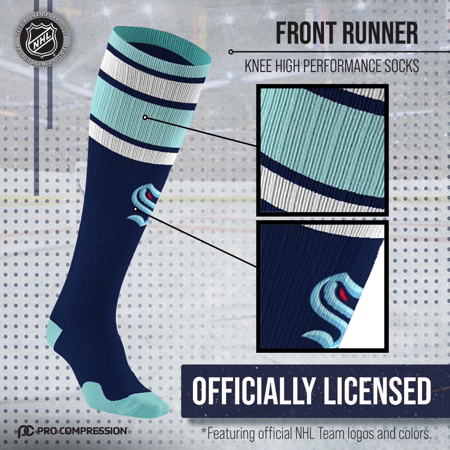 Seattle Kraken NHL Adult Knee High-Performance Socks - Navy