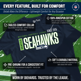 Seattle Seahawks  Modern Zone T-Shirt Men Women Officially Licensed NFL - Navy