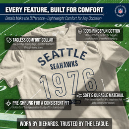 Seattle Seahawks NFL Adult Big Date Tag-Less T-Shirt - Natural