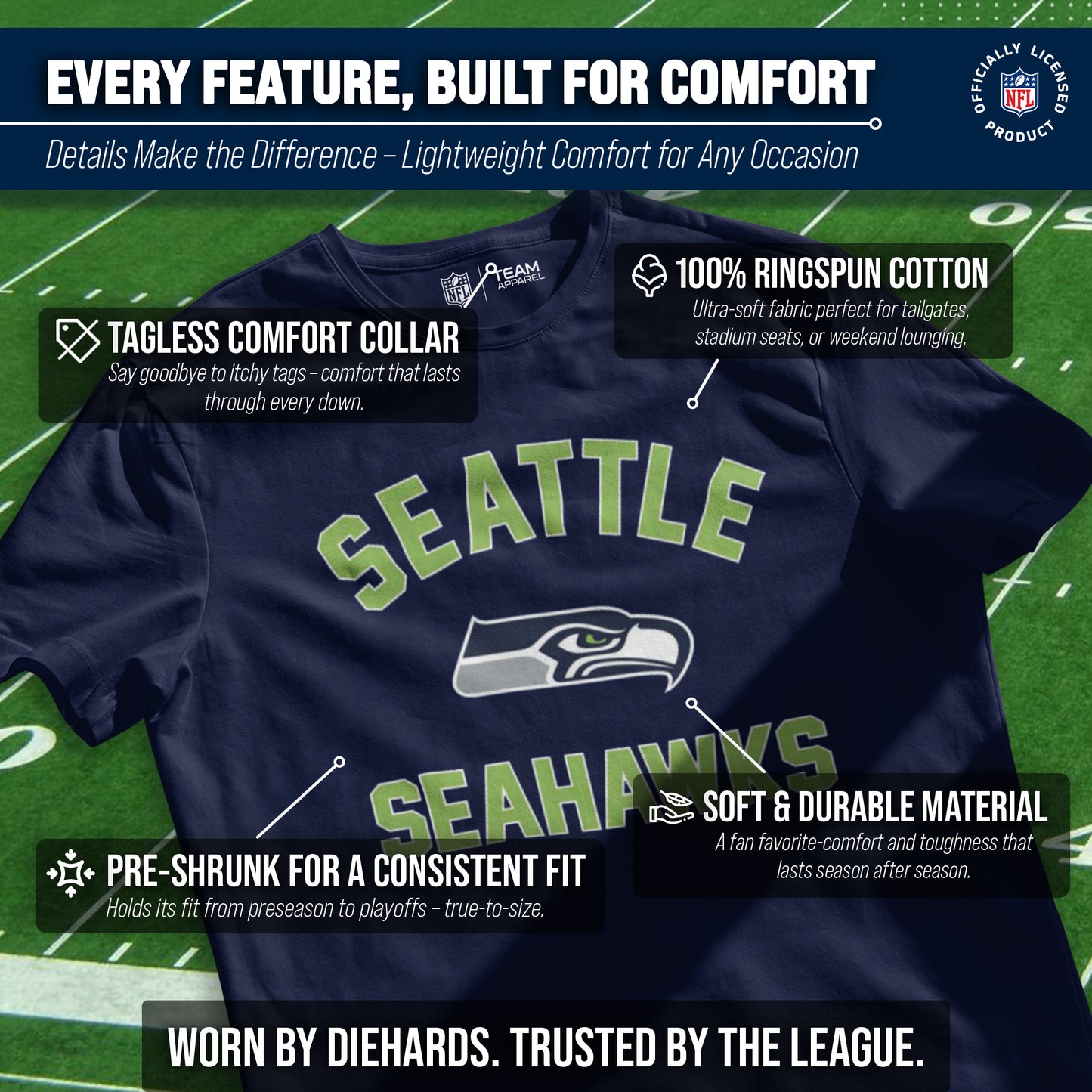 Seattle Seahawks Team Fan Apparel NFL  Gameday T-Shirt - Navy