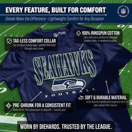 Seattle Seahawks NFL Adult Overtime Blueprint Tagless Tee Unisex - Navy