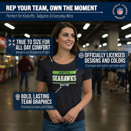 Seattle Seahawks NFL Women's Team Block Charcoal Tagless T-Shirt - Charcoal