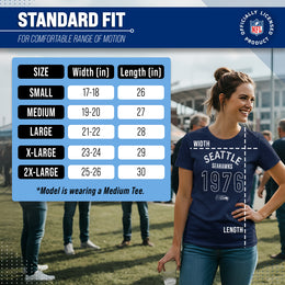 Seattle Seahawks NFL Womens Big Date Tag-Less T-Shirt - Navy