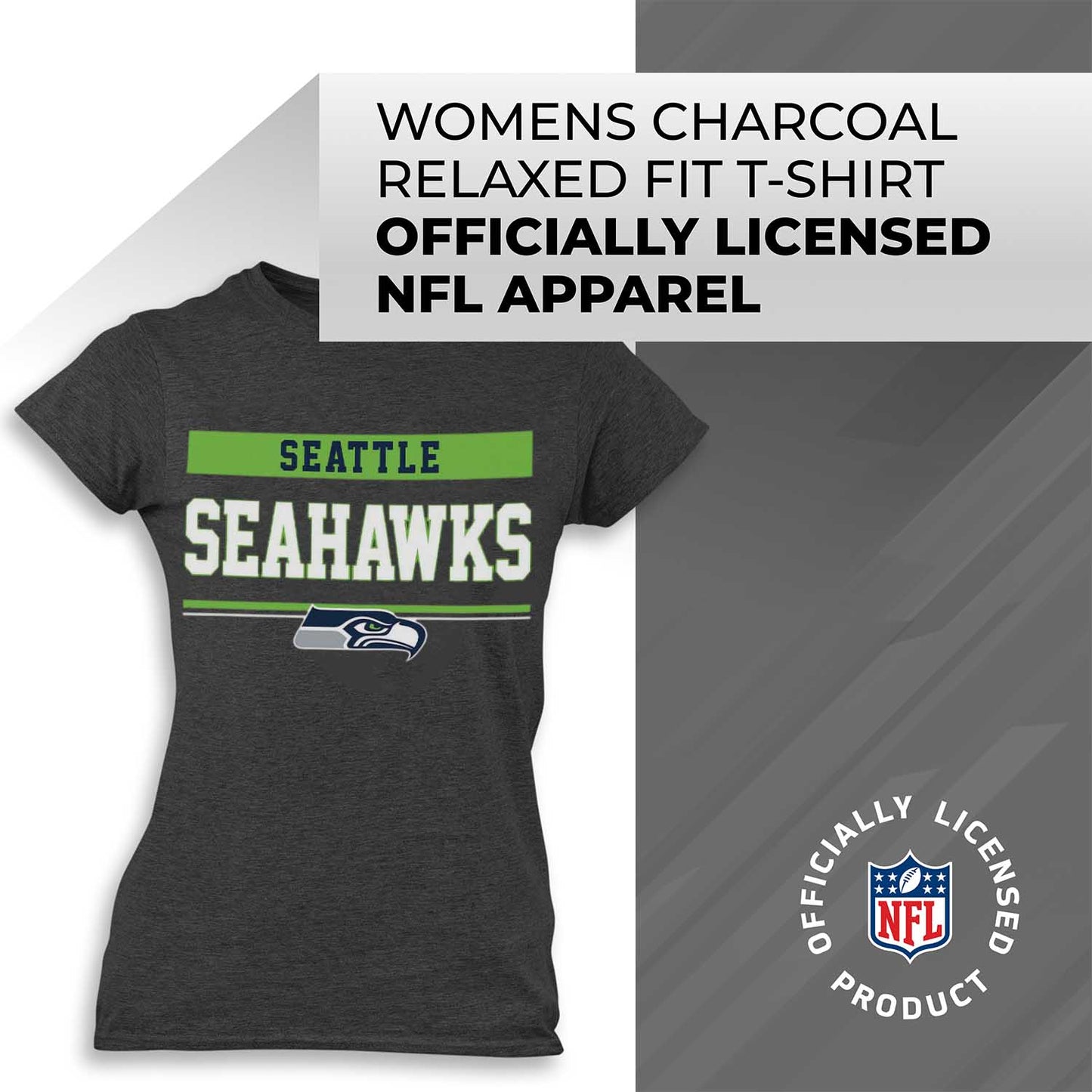Seattle Seahawks NFL Women's Team Block Plus Sized Relaxed Fit T-Shirt - Charcoal