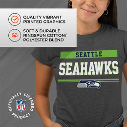 Seattle Seahawks NFL Women's Team Block Plus Sized Relaxed Fit T-Shirt - Charcoal
