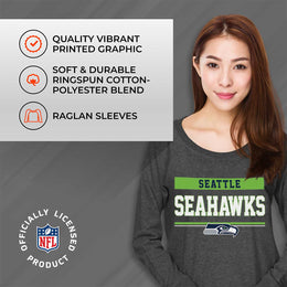 Seattle Seahawks NFL Womens Team Block French Terry Slouchy Top - Charcoal