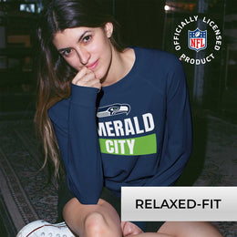 Seattle Seahawks NFL Womens Team Slogan Crew Neck - Navy