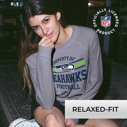 Seattle Seahawks NFL Womens Plus Size Property of Lightweight Crew Neck - Sport Gray