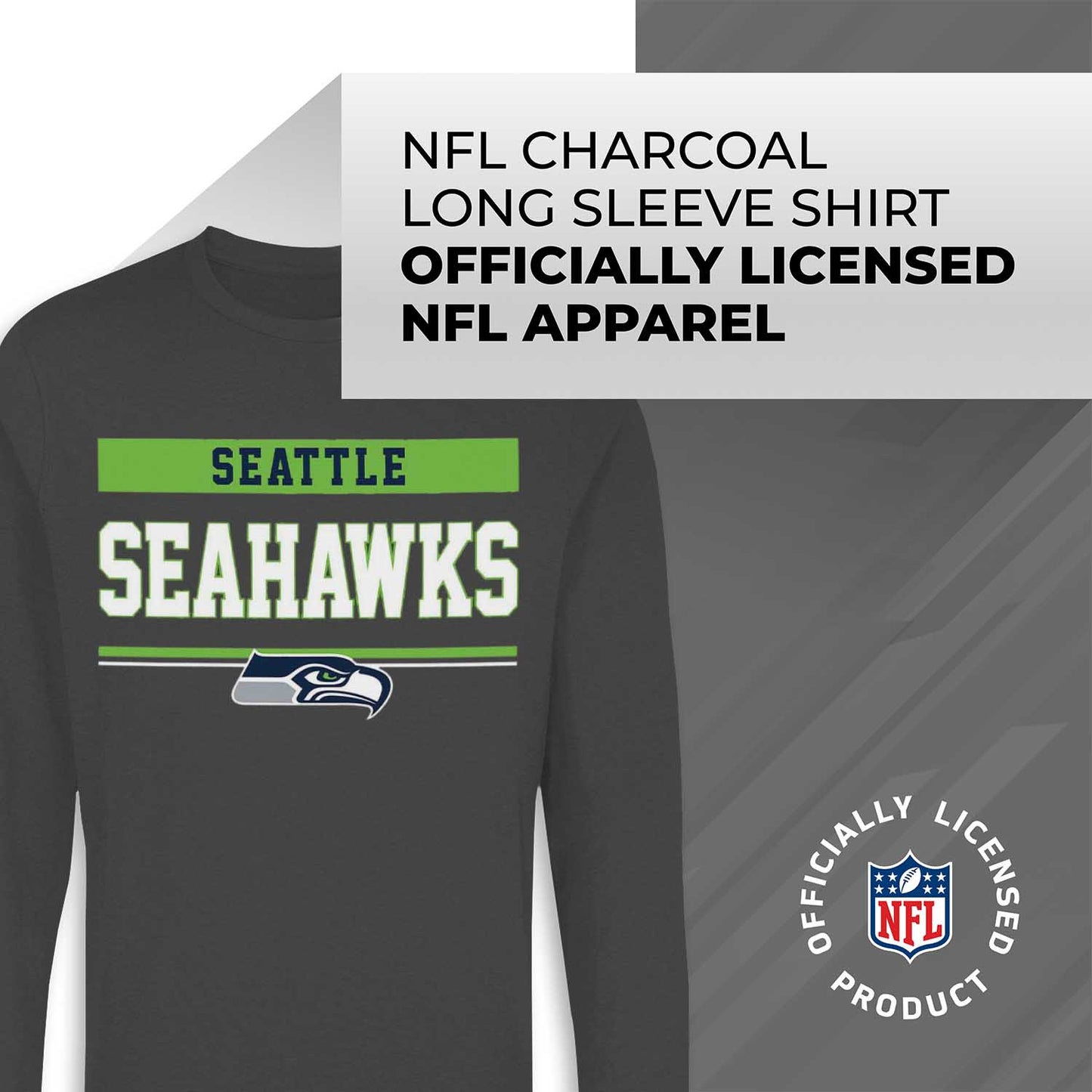 Seattle Seahawks NFL Adult Charcoal Long Sleeve T Shirt - Charcoal
