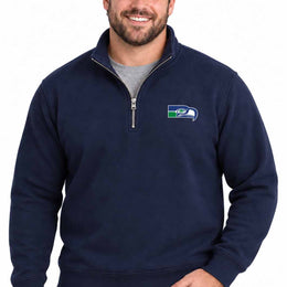 Seattle Seahawks  NFL Quarter Zip Fleece Pullover Unisex Sweatshirt - Navy