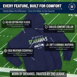 Seattle Seahawks Adult NFL Diagonal Fade Fleece Hooded Sweatshirt - Navy