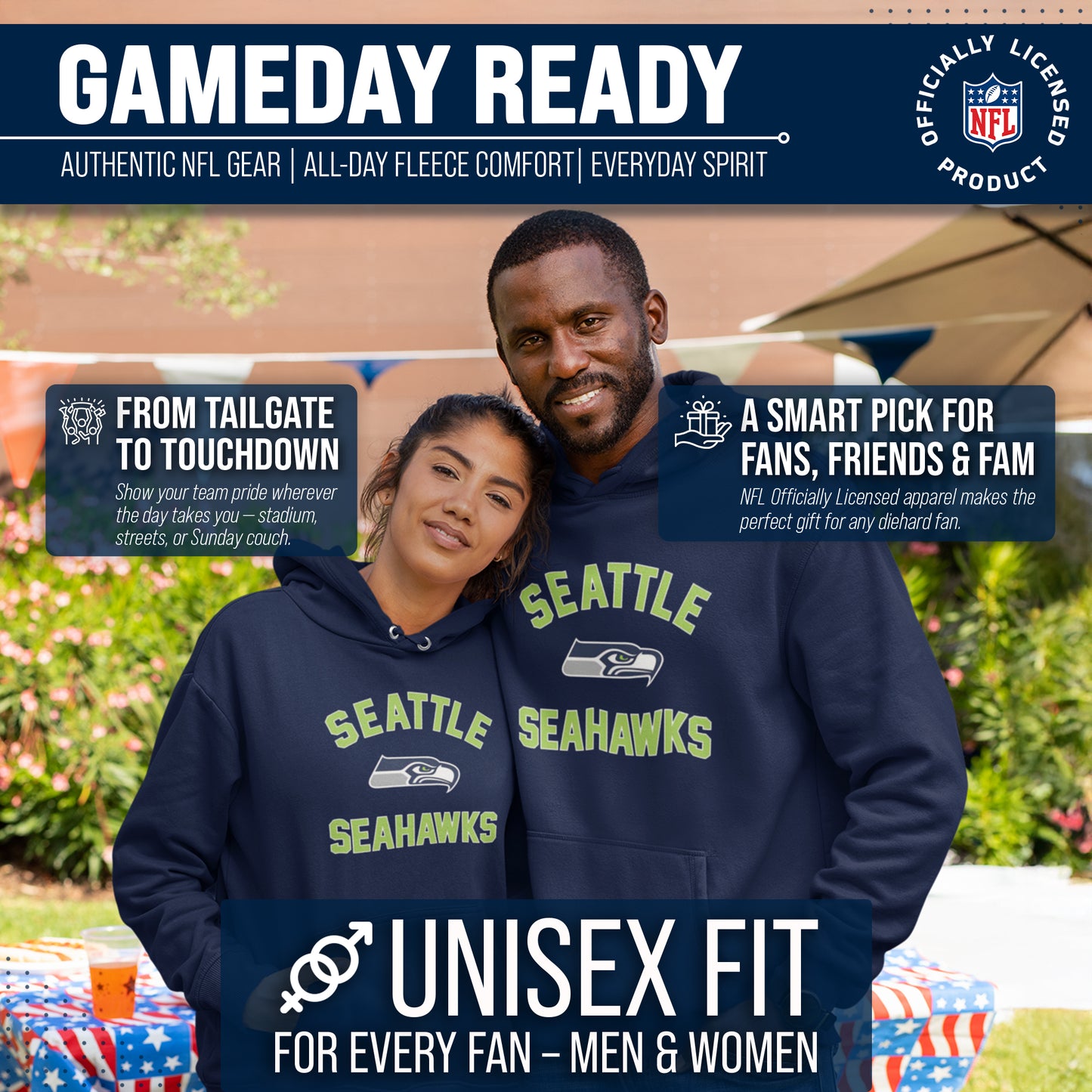 Seattle Seahawks Team Fan Apparel NFL  Gameday Hoodie - Navy