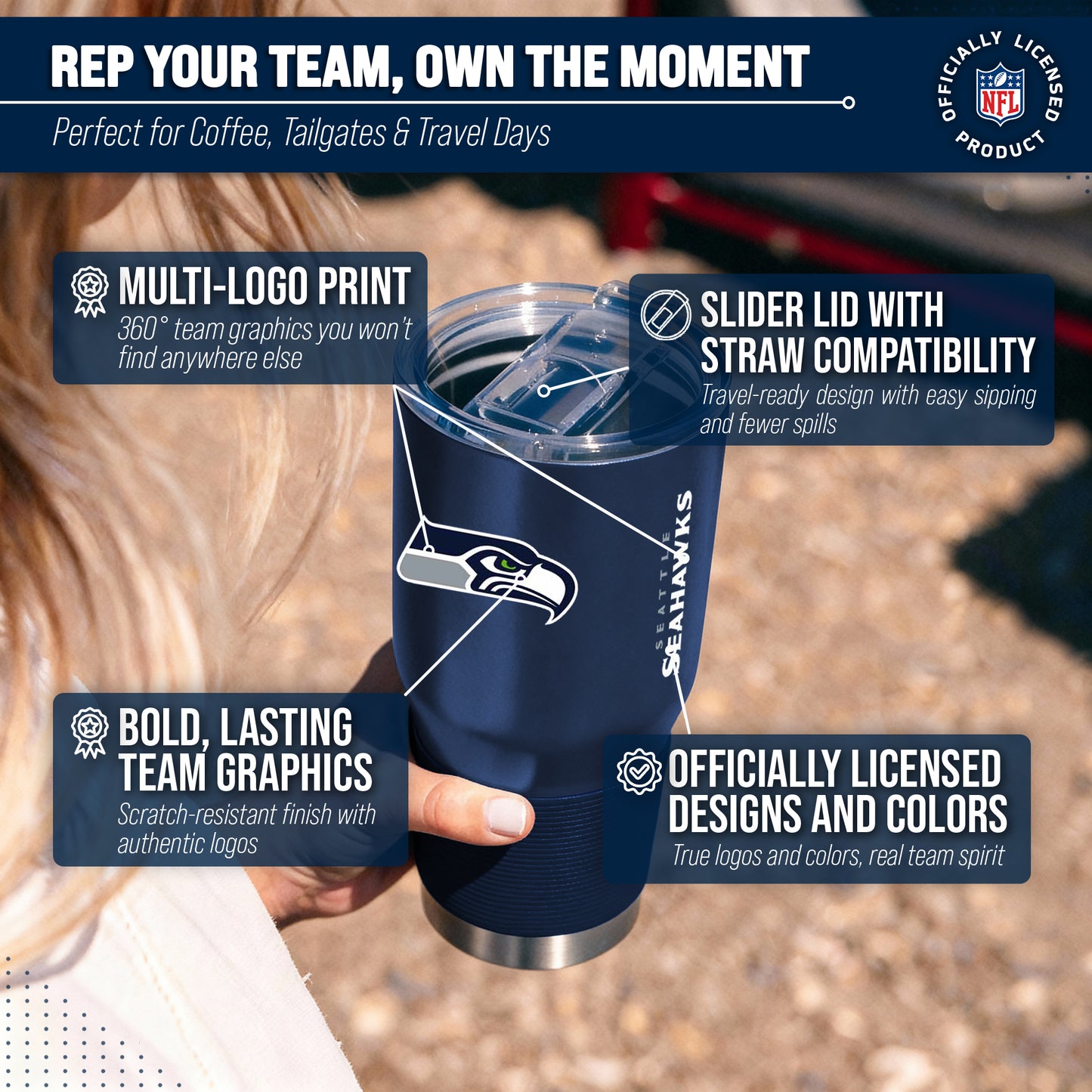 Seattle Seahawks NFL 30oz Gameday Stainless Steel Tumbler - Navy