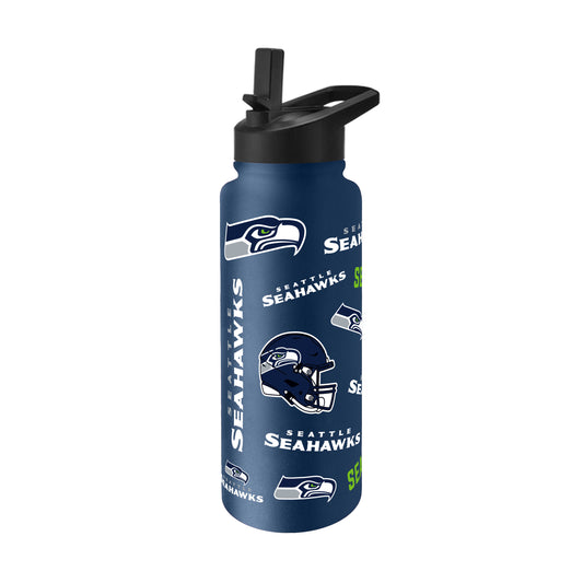 Seattle Seahawks  NFL 34oz Quencher Insulated Water Bottle Straw Lid - Navy