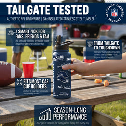 Seattle Seahawks NFL 34oz Quencher Stainless Steel Insulated Water Bottle - Navy