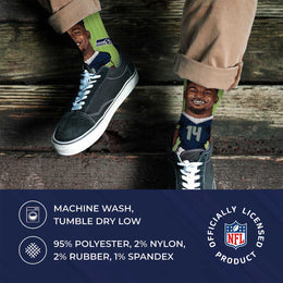 Seattle Seahawks FBF NFL Adult V Curve MVP Player Crew Socks - Lime Green #14