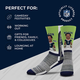Seattle Seahawks NFL Adult V Curve MVP Player Crew Socks - Lime Green