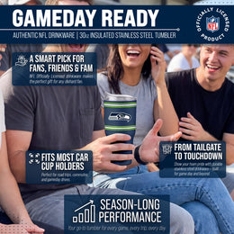 Seattle Seahawks  30 oz Stripe Powder Coat Tumbler | NFL Stainless - Navy