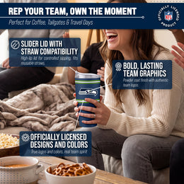 Seattle Seahawks  30 oz Stripe Powder Coat Tumbler | NFL Stainless - Navy