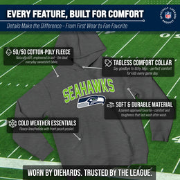 Seattle Seahawks NFL Youth Home Team Hoodie- Kids Hooded Sweatshirt - Sport Gray