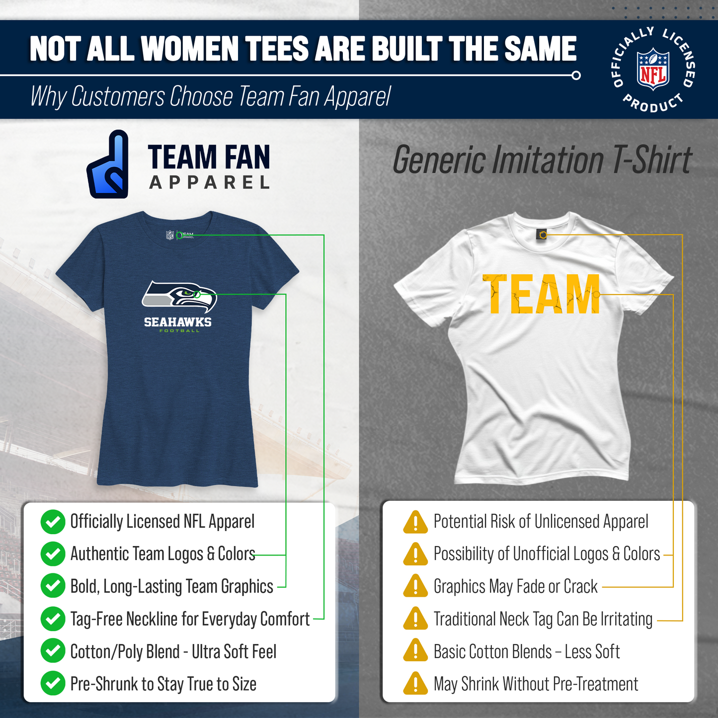 Seattle Seahawks Women's NFL Ultimate Fan Logo Short Sleeve T-Shirt - Navy