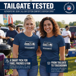 Seattle Seahawks Women's NFL Ultimate Fan Logo Short Sleeve T-Shirt - Navy