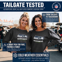 Seattle Seahawks NFL Womens Ultimate Fan French Terry Slouchy Top- Raglan Sleeves - Charcoal