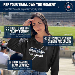 Seattle Seahawks NFL Womens Ultimate Fan French Terry Slouchy Top- Raglan Sleeves - Charcoal