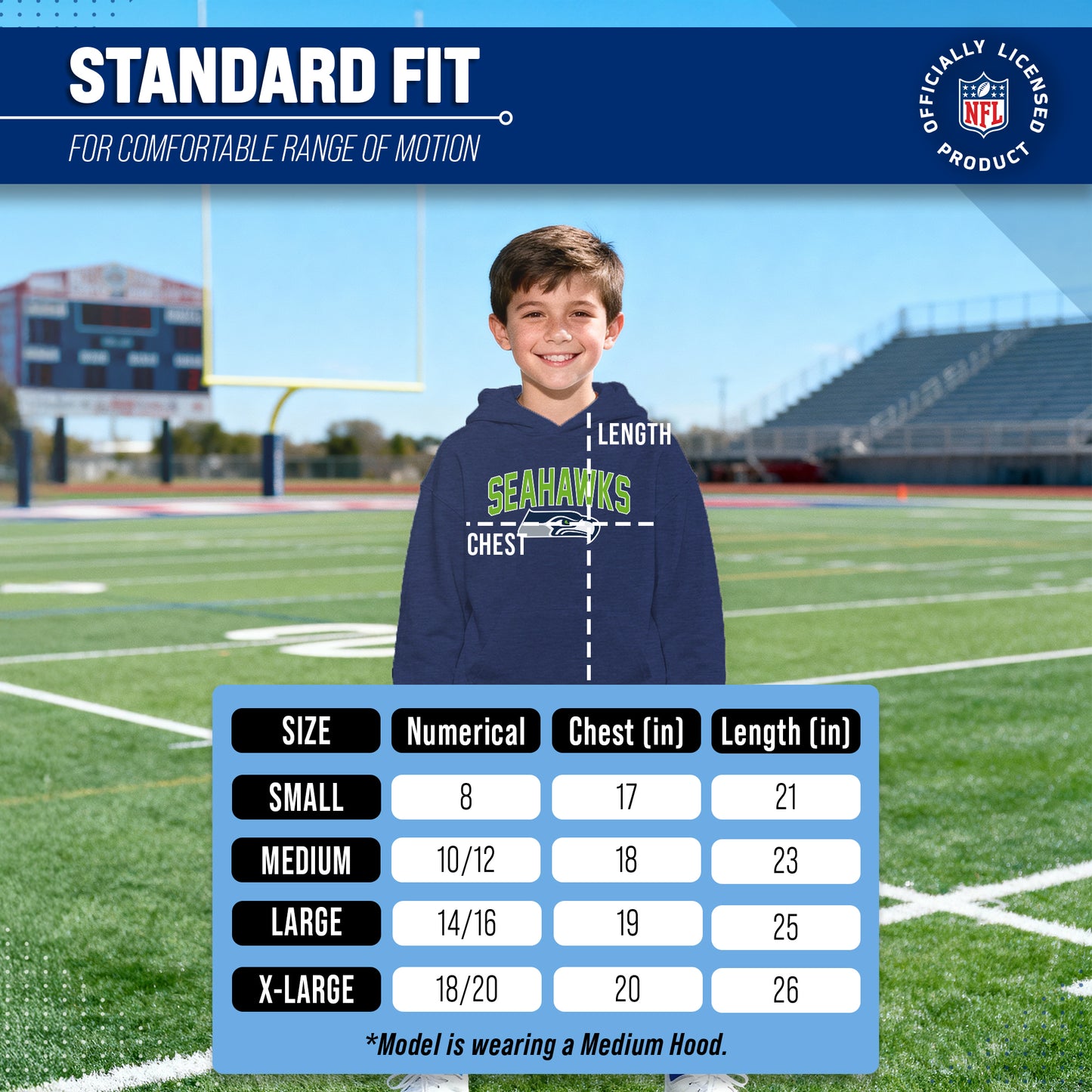 Seattle Seahawks NFL Youth Home Team Hoodie- Kids Hooded Sweatshirt - Navy