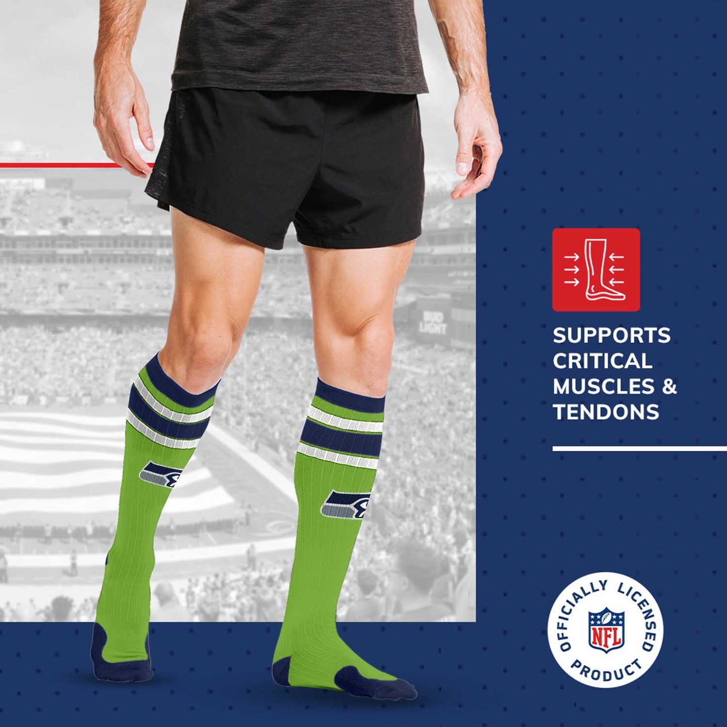 Seattle Seahawks NFL Adult Knee High-Performance Socks - Lime Green