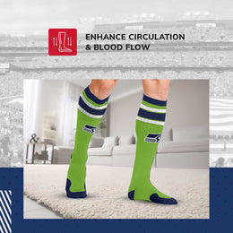 Seattle Seahawks NFL Adult Knee High-Performance Socks - Lime Green
