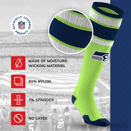 Seattle Seahawks NFL Adult Knee High-Performance Socks - Lime Green