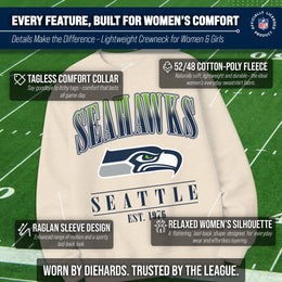 Seattle Seahawks Womens NFL Starstruck Crewneck Pullover - Cream